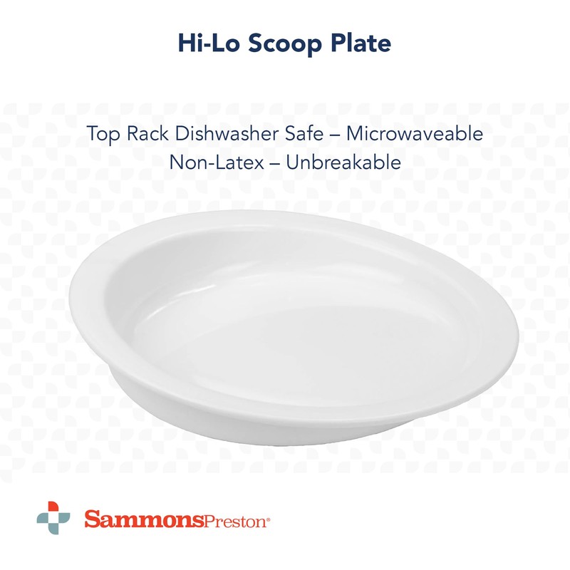 Sammons Preston Hi-Lo Scoop Plate, 9" Scooped Dish with Wall,