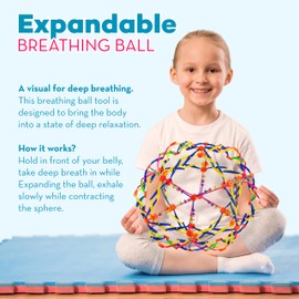 4E's Novelty Expandable Breathing Ball Sphere (4 Pack) Toy for Kids Stress Reliever Fidget Toys for Yoga Anxiety Relaxation Expands from 5.6" to 12"