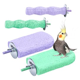 Resinous Bird Beak Grinding Stone, Purple and Green Bird Perch, Parakeet Toys, Bird Perches for Parrots, Bird Cage Accessories
