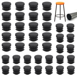 Pack of 40 Round Cover Caps, Black Blanking Plugs, Chair Plugs, Pipe Covers, Round Pipe Plugs, 20 x 14 mm, 20 x 16 mm Chair Plugs, Pipe Cover, Plastic Caps, Lamellar Plugs