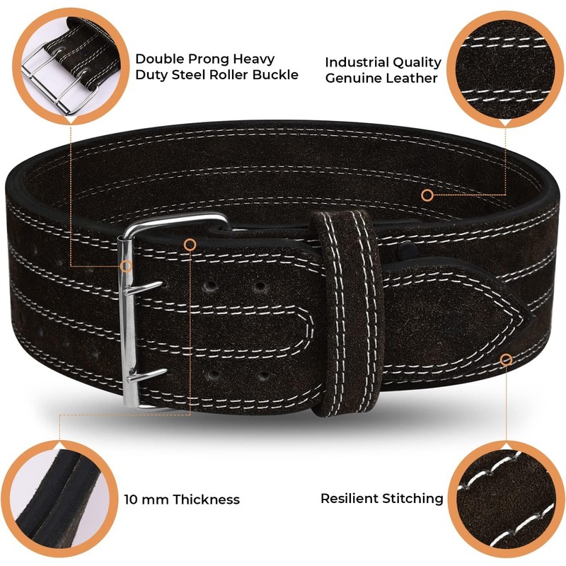 AQF Weight Lifting Nubuck Leather Powerlifting Belt Back Support –