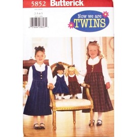 OOP Butterick Pattern 5852. Girls Szs2;3;4;5 Jumper & Long Sleeved Blouse + Matching Outfit for 18" Doll Such As the American Girl Dolls