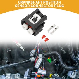 Partuto 2 Pin Crankshaft Position Sensor Connector Plug - Car Female Wire Terminal Connector - for Toyota Camry Highlander Plastic Black - 1 Set