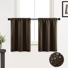 XTMYI Cortinas de café café oscuro para cocina, juego de 2 cortinas cortas aisladas impermeables para baño ventana pequeña, 30 pulgadas de largo, color café oscuro