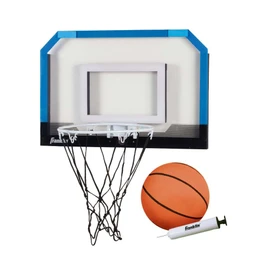 Franklin Sports Over the Door Indoor Basketball Hoop - Kids Mini Hoop for Bedroom - Steel Rim Mini Basket - Includes Ball and Pump - Blue