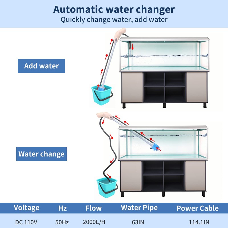 UPETTOOLS Aquarium Gravel Cleaner - Electric Automatic Removable Vacuum Water