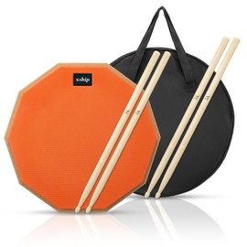 xship High-Quality 12-Inch Snare Drum Practice Pad, Double Sided Silent Drum Pad with Sticks, Carry Bag for Drum Pads, Drumming Practice Equipment