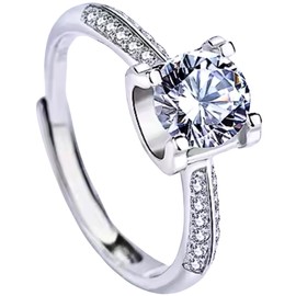 1 Carat GRA Certified Moissanite Adjustable One Size Ring, Razzberry Designer Jewellery for Women, Colour D Clarity VVS1, with GRA Certificate, Velvet Ring Box Included