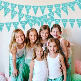 Teal Birthday Decorations 3 Pack Happy Birthday Bunting Banner 36Pcs Turquoise Triangle Flag Garland Teal Blue Paper Bunting Banner for Girls Women 10th/16th/18th/21st Birthday Party Supplies