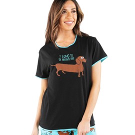 Lazy One Pajamas for Women, Cute Pajama Tops, Comfy Women's Tees, Dog, Dachshund (XX-Large)