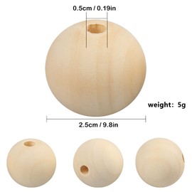 500 PCS Wood Beads, 1 Inch Diameter Wooden Beads for Crafts, Unfinished Wood Beads with Hole for Various Jewelry Making, Car Seat Cushions, Home Decoration, DIY Project, by GNIEMCKIN.
