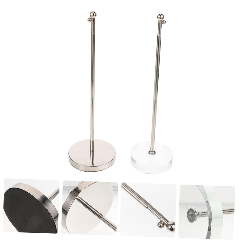 GRIRIW 2Pcs Desktop Flag Holder with Telescopic Metal Flag Pole