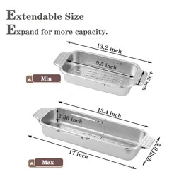 Over the Sink Colander Expandable Stainless Steel Strainer Basket for Kitchen Sink Rinse Veggies and Fruits,Drain Pasta and Dry Dishes