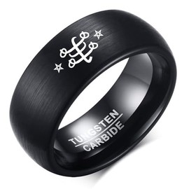 Zosing 8MM Tungsten Carbide Ring Comfort Fit Band The Bahai Faith Ring Comfort Fit Ringstone Symbol, Metal, No Gemstone