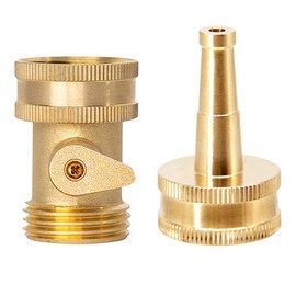 Joywayus Heavy Duty Brass High Pressure Jet Nozzle with Shut-off Valve Set 3/4" GHT Connector for Garden Water Hose