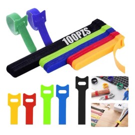 Doremama 100 Piezas Organizador De Cables Reutilizables, Organizador Cables, Cinchos De Tela Ajustables, 3 Tamaños, 5 Colores, Adecuado Para El Hogar, La Oficina O La Gestión De Cables De Datos