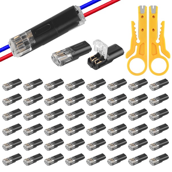 TINGTING Pack of 50 2 Pin Connector with Wire Stripper