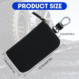 GOTDYBST Leather Key Bag, Key Organiser, Car Key Case, Comes with 6 Hooks and 2 Key Rings, Multifunctional Key Case with Coin Compartment (Unisex), black