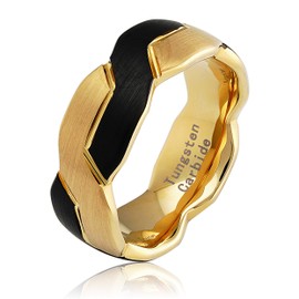 Engravable Two Tone Black Gold Infinity Knot Design Tungsten Rings For Men Wedding Band Size 6-16 (Tungsten, 10)