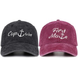 Captain Hat & First Mate | Boat Captains Hat Embroidered Matching Caps | Boat Accessories | Boating Gifts