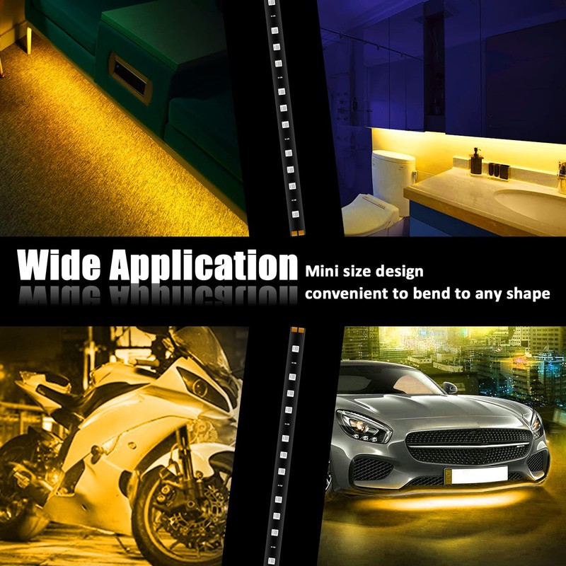 XT AUTO Amber Yellow 12v 15 Led 30cm Car Flexible