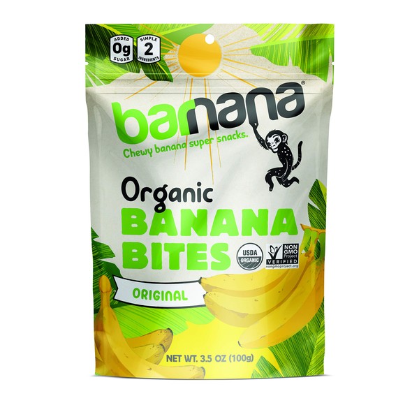 Organic Original Chewy Banana Bites - 3.5 Ounce - Delicious Barnana Potassium Rich Banana Snacks - Lunch Dinner Sports Hiking Natural Snack - Whole 30, Paleo, Vegan