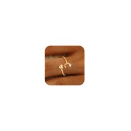 Gold Initial Rings for Women Non Tarnish Gifts Trendy Stuff Adjustable Heart Initial Cuff Rings Stackable Letter Rings Birthday Jewerly Gifts for Women
