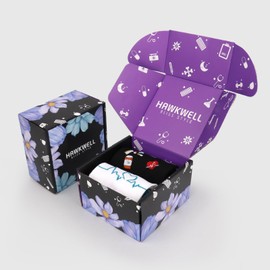 Hawkwell 2 Pairs Compression Socks for Women Circulation 15-25 mmHg Support for Nurse Sports Running Cycling Travel, Black White A04,L/XL