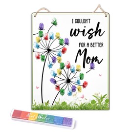 Dandelion DIY Fingerprint Art Sign, Mothers Day Fingerprints Craft for Babies, Baby's First Finger Print Mother's Day Gifts for New Mom, Project Memory Keepsake Kids Activity PreK Preschool (Wish Mom)