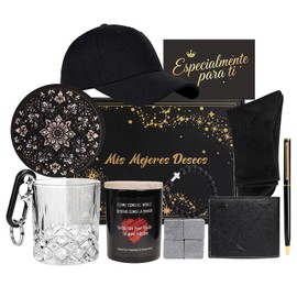 Set de 11 artículos para regalar a un hombre en su cumpleaños; Regalos para el Día del Padre; Regalos de agradecimiento; Regalos para la jubilación de un hombre; Cestas de regalo creativas para papá, el marido o el novio(Negro)