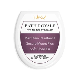 Bath Royale Soft Close Toilet Seat Round with Lid BR500-00 White, Comfortable, Durable, Sturdy, Stain-Resistant and Easy to Clean, Fits All Toilet Brands, Executive Series