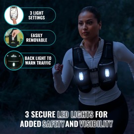 TENTRA LED Running Vest | Waterproof Phone Holder Pouch | Adjustable Reflective Vest | 8 Pockets, Lightweight Running Hydration Vest | Running Accessories for Men & Women