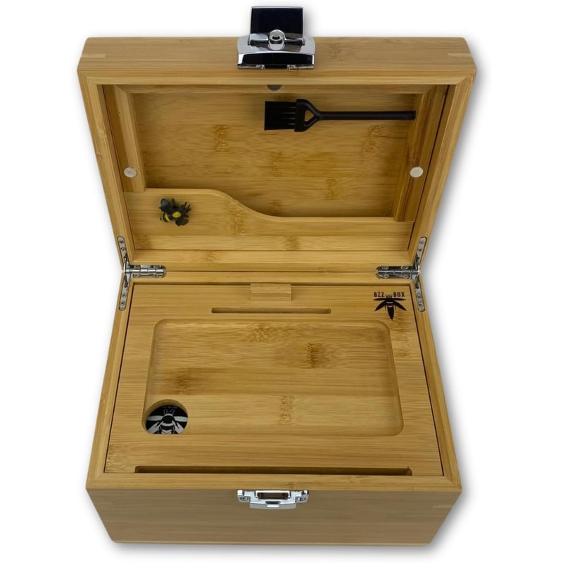 BzzBox Decorative OG Storage Box - Light Bamboo, Lockable, with