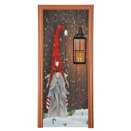 Qilmy - Funda para puerta de Navidad, lavable, tela de alta elasticidad, impermeable, para el hogar, decoración de fiestas en interiores y exteriores, 81 x 200 cm