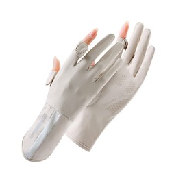 SUJAYU UV Protection Gloves Driving Gloves Women Sun Protection, Thin Full Finger UV Glove Sun Glove Cycling Glove for Women (Beige)