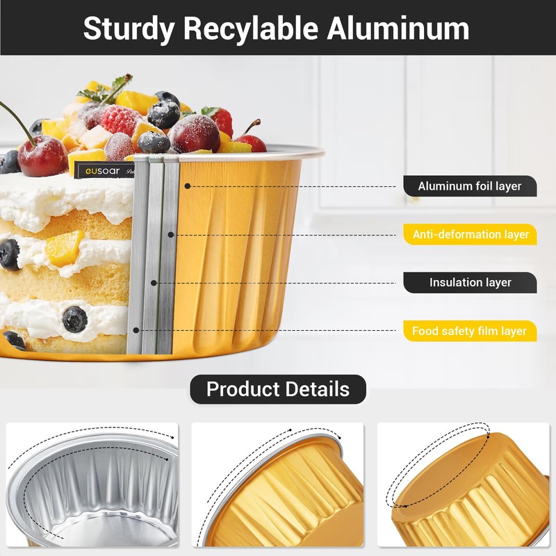EUSOAR Disposable Creme Brulee Ramekins, 50pcs 5oz Baking Cups Ramekins