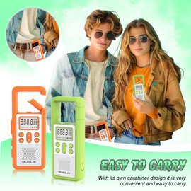 Rechargeable Walkie Talkie for Long Range 3 Pack,with FM/NOAA, Weather Alert, Hook Design,SOS SirenVolume Adjustment, Ldeal for Survival Biking Hiking Camping (Rose Green Orange)