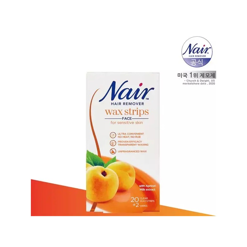 Naire [네어] 민감성용얼굴제모왁스스트립 20+2매 Sensitive Skin Face Depilatory Wax Strip