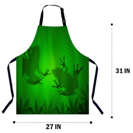 BGBDEIA Frog Shadow on Banana Leaf in the Tropical Sun Kitchen Apron for Women Men, Unisex Adjustable Cooking Apron, Waterproof Apron for Home Kitchen, Restaurant, Coffee House
