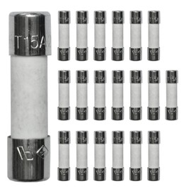 YOIILNZ(Pack of 20 Pcs) T15A250V Ceramic fuses Slow-Blow 5x20mm/0.2x0.79inch 15AMP 250V Ceramic Tube Time-delay Fuses