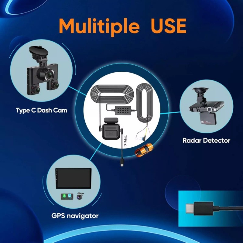 HUPEJOS Type-C Hardwire Kit with Radar Detection, Suitable for Dash