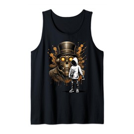 cyberpunk gas mask graffiti grunge painted by kid Tank Top