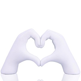 DOVDOV White Heart and Hand Statue, Hand and Heart Sculpture Home Decor, Heart and Hand Decor for Bohemian Wedding Decor Coffee Table Office Living Room Bedroom Book Decorations