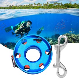 Leapiture Blue Diving Line Spool, Diving Tool Spool, Stainless Steel Diving Finger Reel, Underwater Snorkeling Accessories with Lead for Divers (50M)