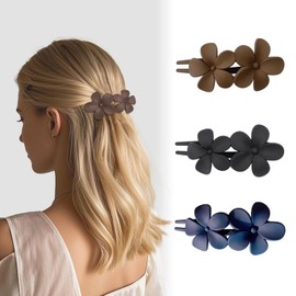 TOAURDA Hair Clips, Set of 3, Flower Hair Clip, Hair Arrangement, Clip, Floral Pattern, Clip, Large, Women's Hair Accessory, Simple, Stylish, Korean Style, Hair Ornament, Mat, Flower Motif, Cute,