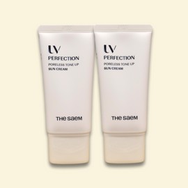 The Saem 더샘 유브이 퍼펙션 포어리스 톤업 선 크림 기획 세트 SPF 50+ PA++++ 50ml x 2개 THE FACE SHOP UV Perfection Poreless Tone-Up Sun Cream Gift Set SPF 50+ PA++++ 50ml x 2