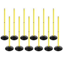 ASENVER Soccer Agility Poles Set Detachable Sports Trainning Speed Pole Slalom Poles with Rubber Base Sport Traning Equipment (4.9 FT, Pack of 12)