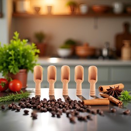 5Pcs Mini Wooden Spoon, Mini Bamboo Spoons, Bath Salt Spoon Condiment Wooden Spoon Cooking Spoons for Kitchen and Dining Spices Beans Rice Flour Sugar Tea