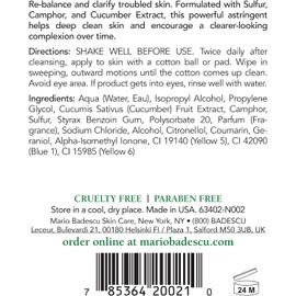Mario Badescu Loción limpiadora especial C para piel mixta o grasa, tónico refrescante y clarificante para la cara que limpia los poros obstruidos, paquete de 1, 236 ml
