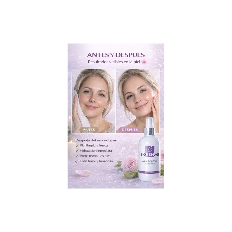 Agua De Rosas Tónico Facial Ácido Hialurónico Hidratante